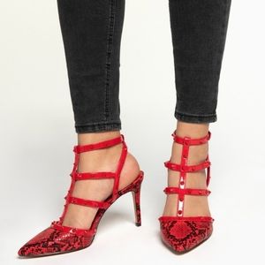 Mix NO. 6 Laboni Pump - Women's - Red/Black Snake Print - T-Strap